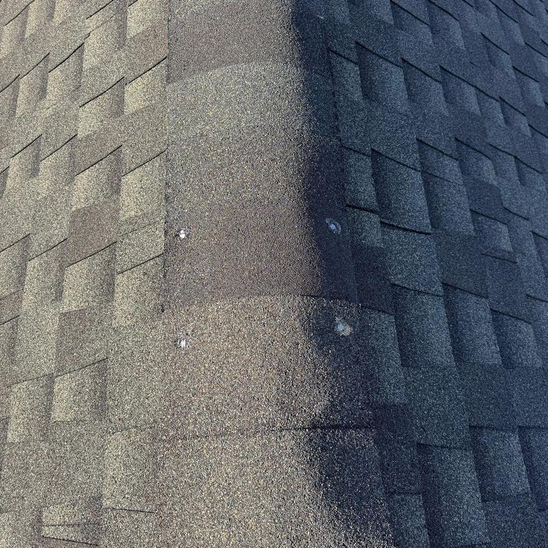 GAF Armorshield cap shingles on roof ventilation ridge