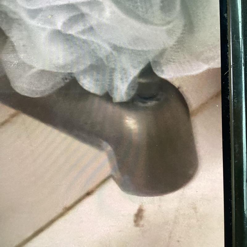 Tub spout replacement with worn fixture and glove