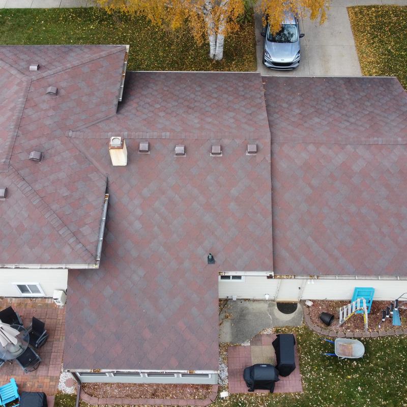 CertainTeed Landmark shingle roof installation aerial view