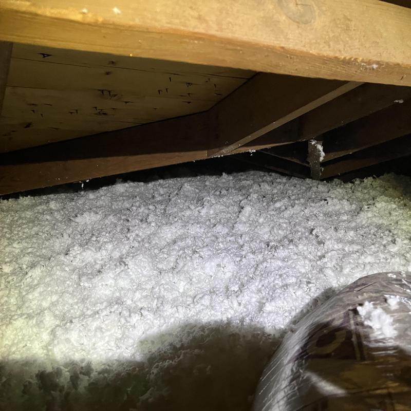 Attic insulation with blown cellulose material
