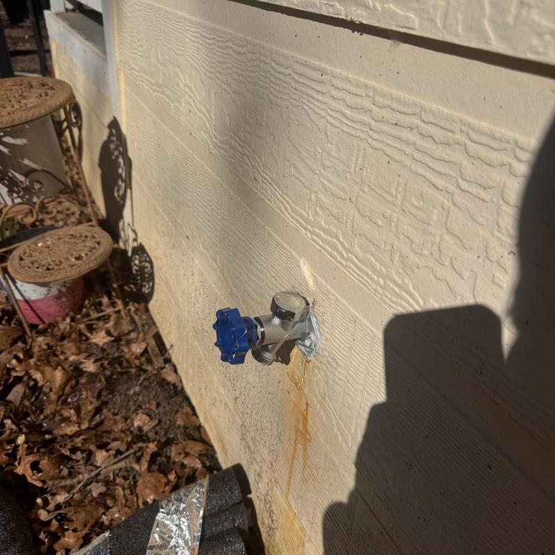 Frost proof hose bib installation on exterior wall
