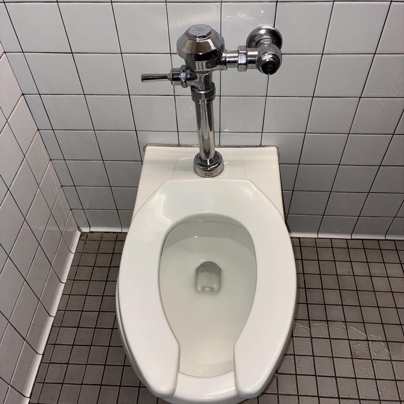 Sloan flush valve and toilet in commercial restroom