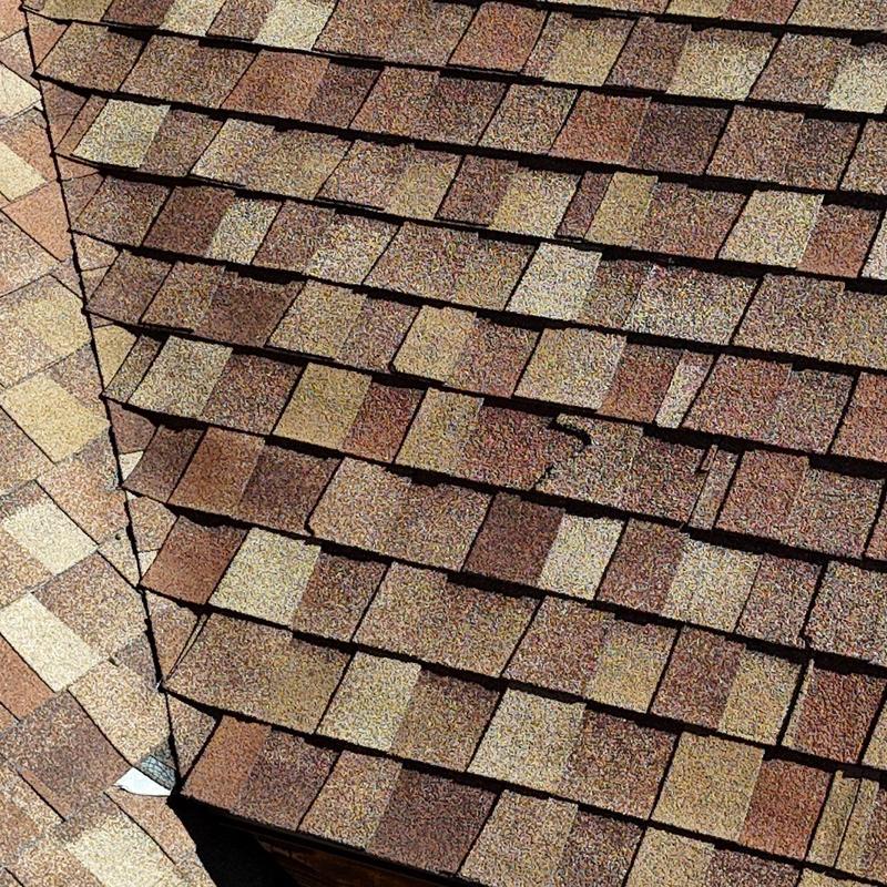 Asphalt shingle roof damaged by ice dams in Idaho Springs