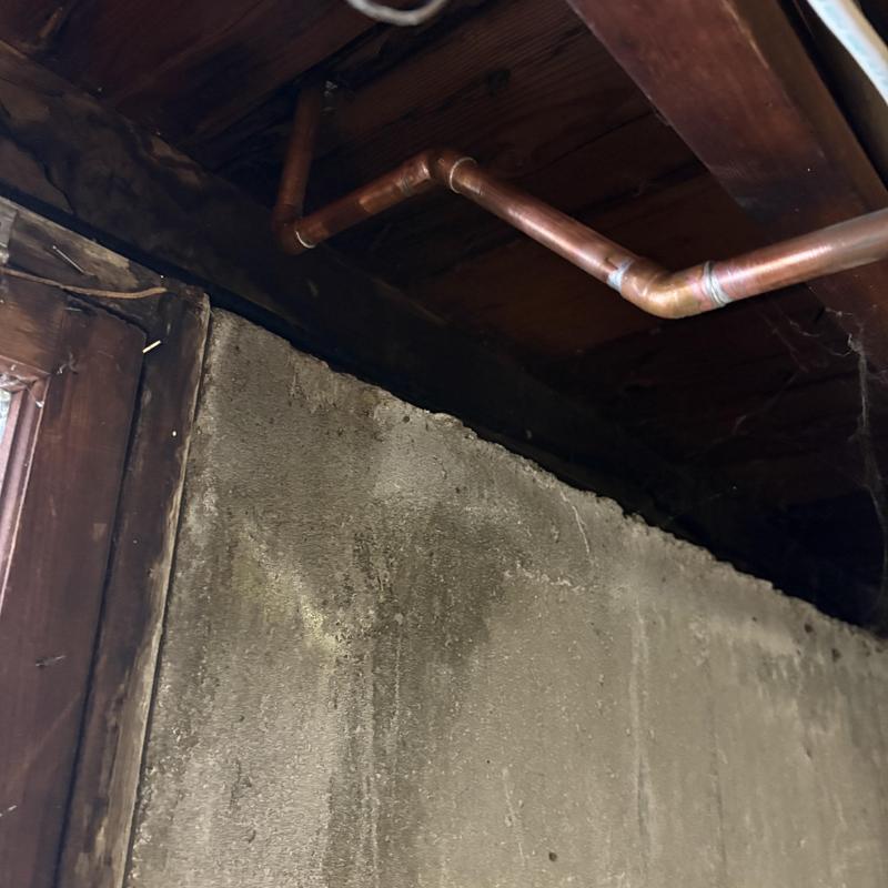 Type L copper piping installation near ceiling joists