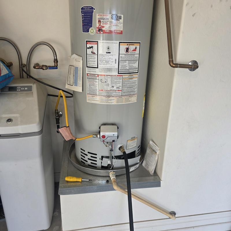 Natural gas water heater flushing and inspection setup