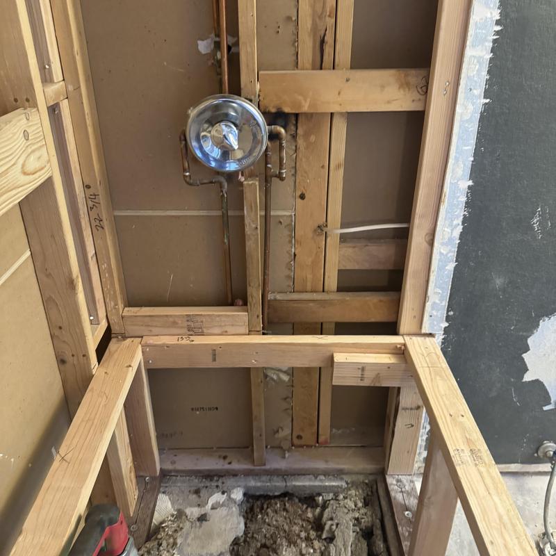 Delta shower valve installation in wall framing