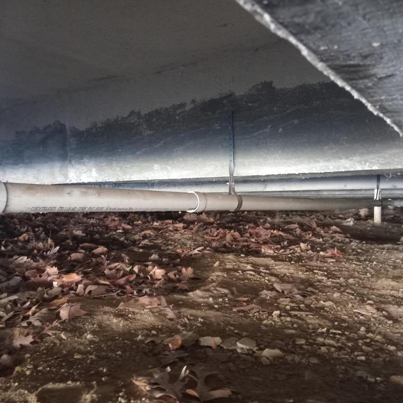 2-Inch Drain Line re-pipe in crawl space with supports