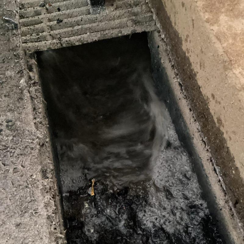 Drain line flow after jetting at blockage site