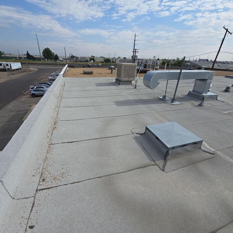 Flat roof with pipe jack and ventilation ducts Flat roof with pipe jack and ventilation ducts
