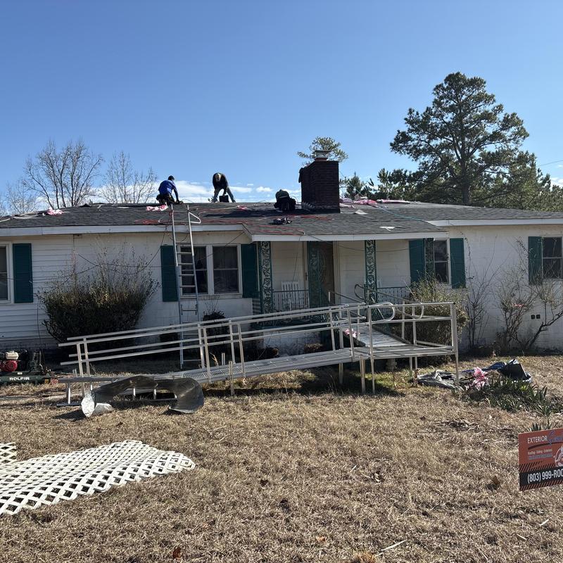 Asphalt shingle roof replacement on residential house