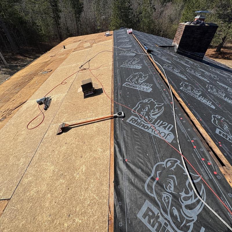 Roof decking and underlayment installation with RhinoRoof