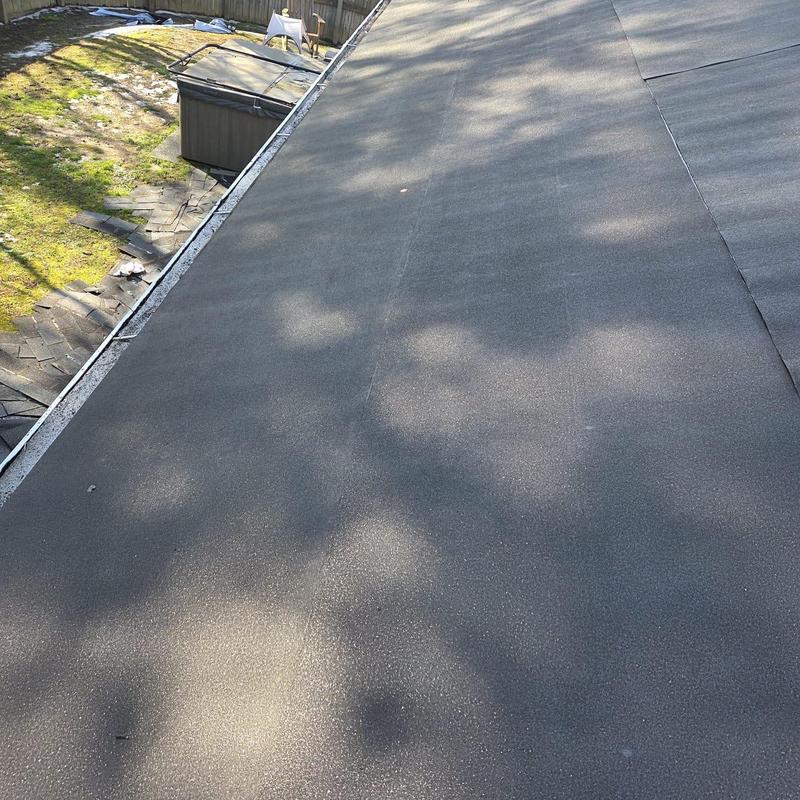 Ice and water shield on rear roof section