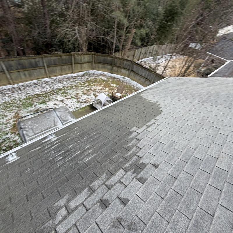 Asphalt shingles wet and dry roof section view