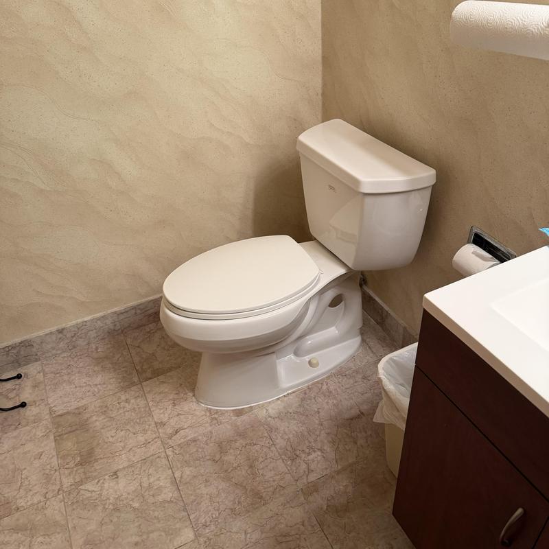 Toilet and plumbing auger cleaning in bathroom corner
