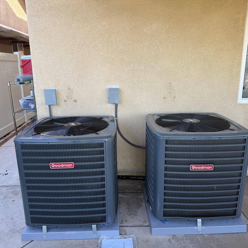Goodman 3.5 ton R32 AC units with disconnects and pads