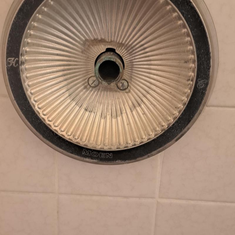 Shower valve trim with cartridge removed for repair