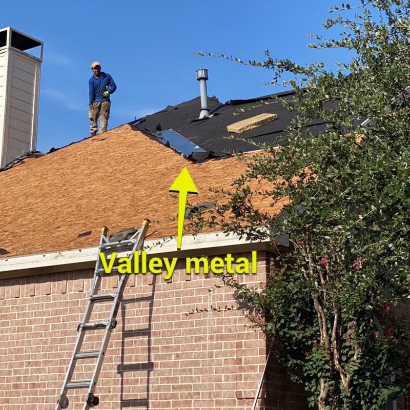 Valley metal installation on stripped roof deck