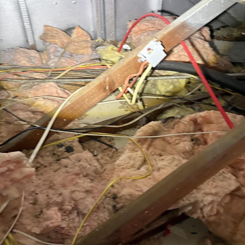 Hotline wiring reroute above attic insulation Hotline wiring reroute above attic insulation