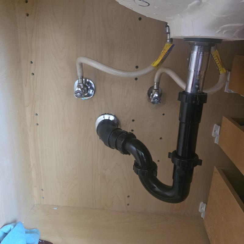 Angle stop valves with supply lines under sink