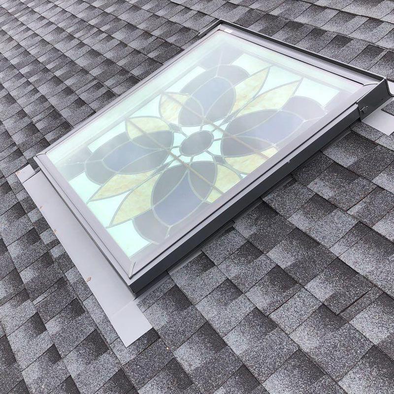 Decorative skylight with GAF Charcoal shingles
