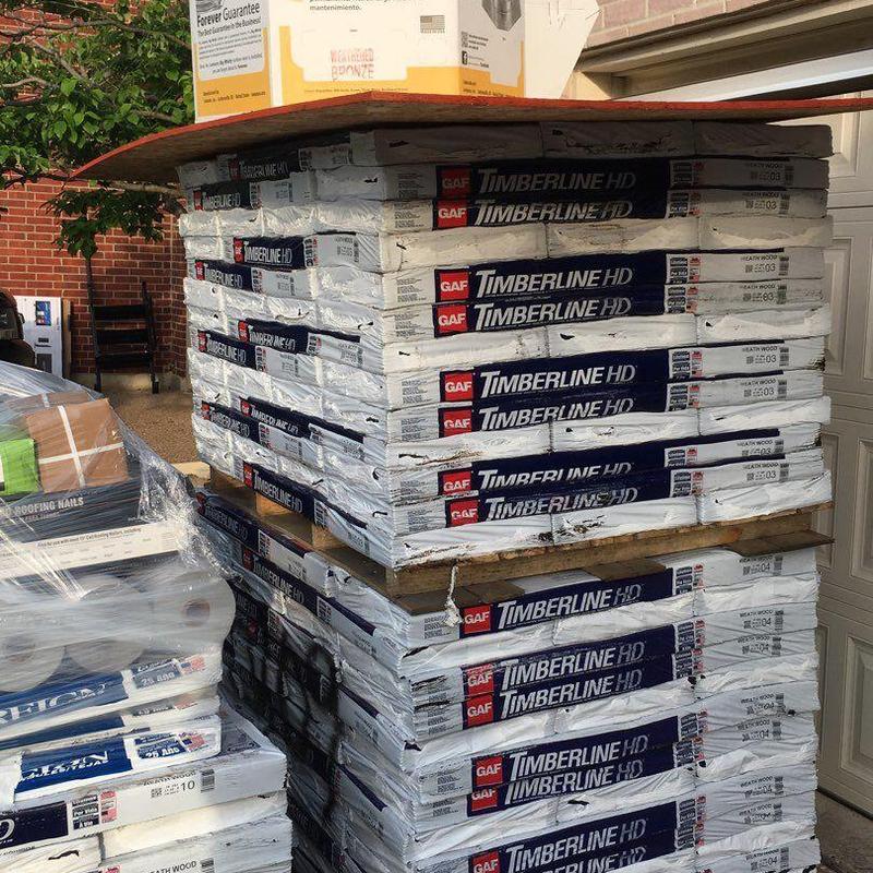 GAF Timberline HD laminated roofing shingles stacked