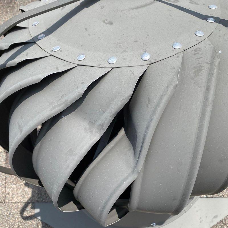 Turbine roof vent with bent and damaged blades