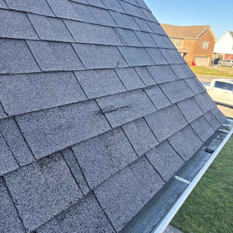 Asphalt shingle roof with hail damage inspection