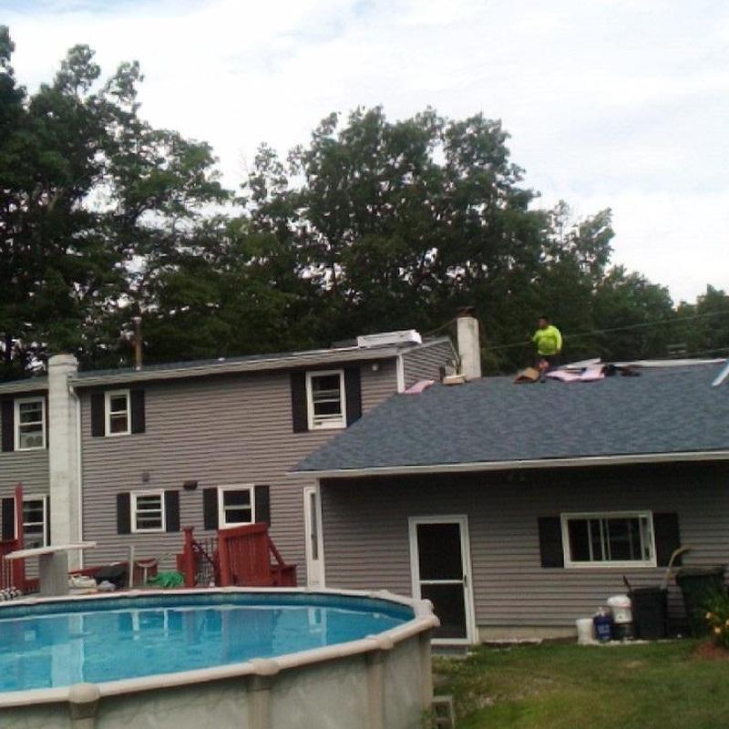 Asphalt shingle roof installation on residential home