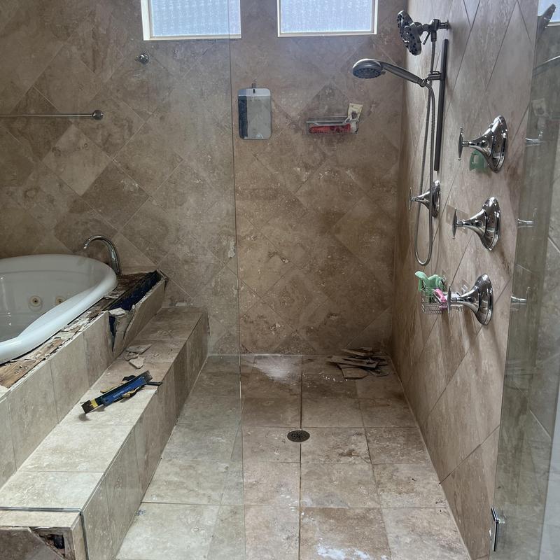 Jacuzzi tub water supply line repair in shower area