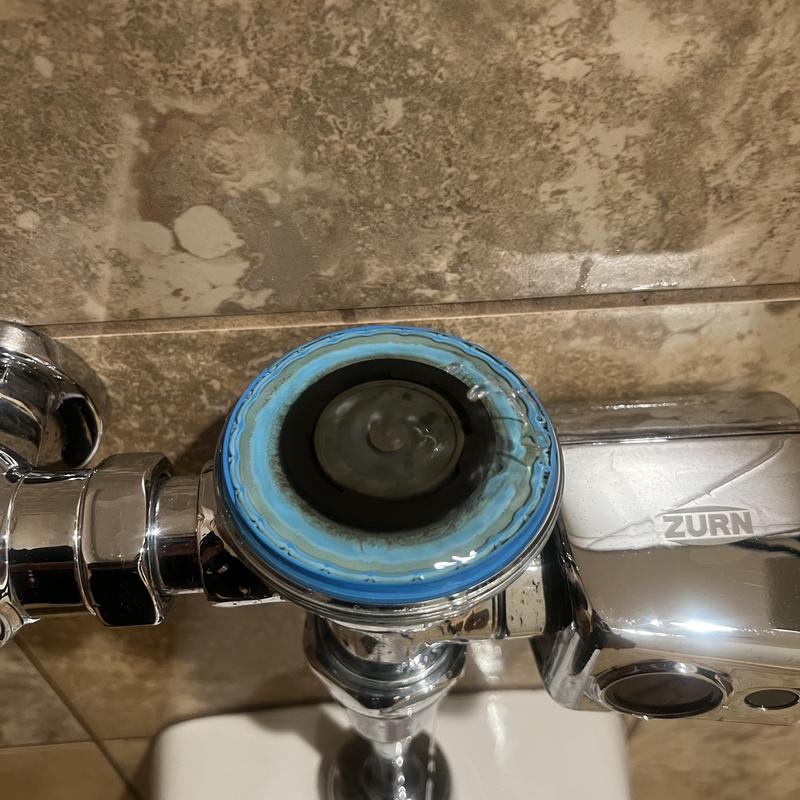Urinal flush valve diaphragm replacement in restroom