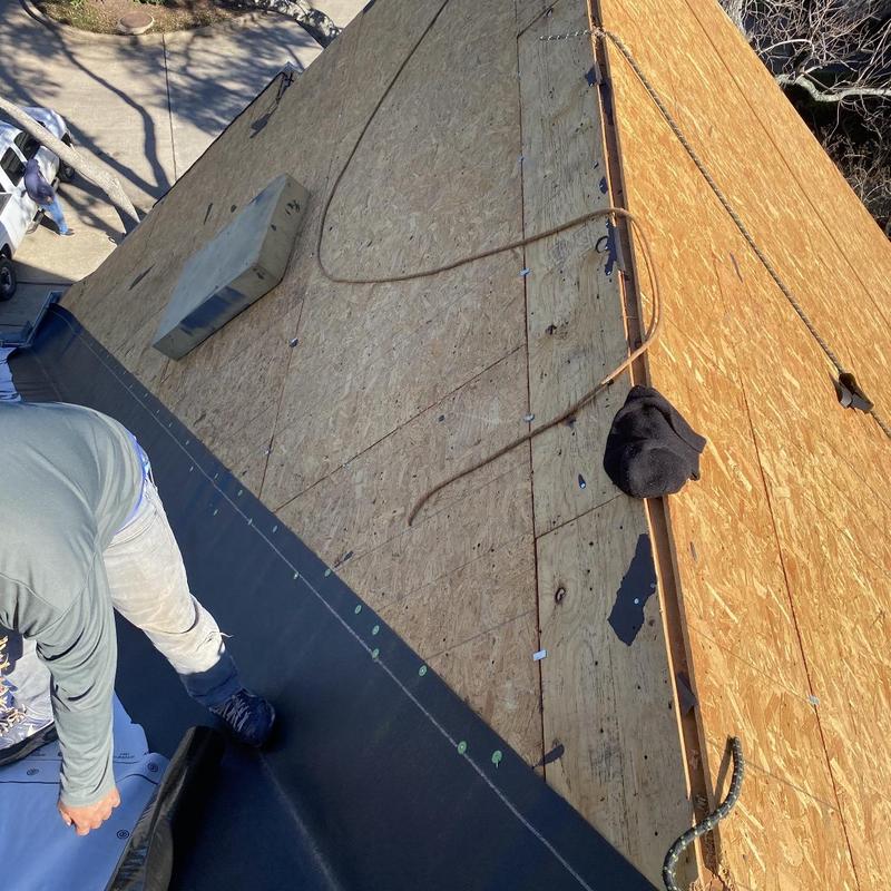 Roof decking with underlayment installation in Pearland TX