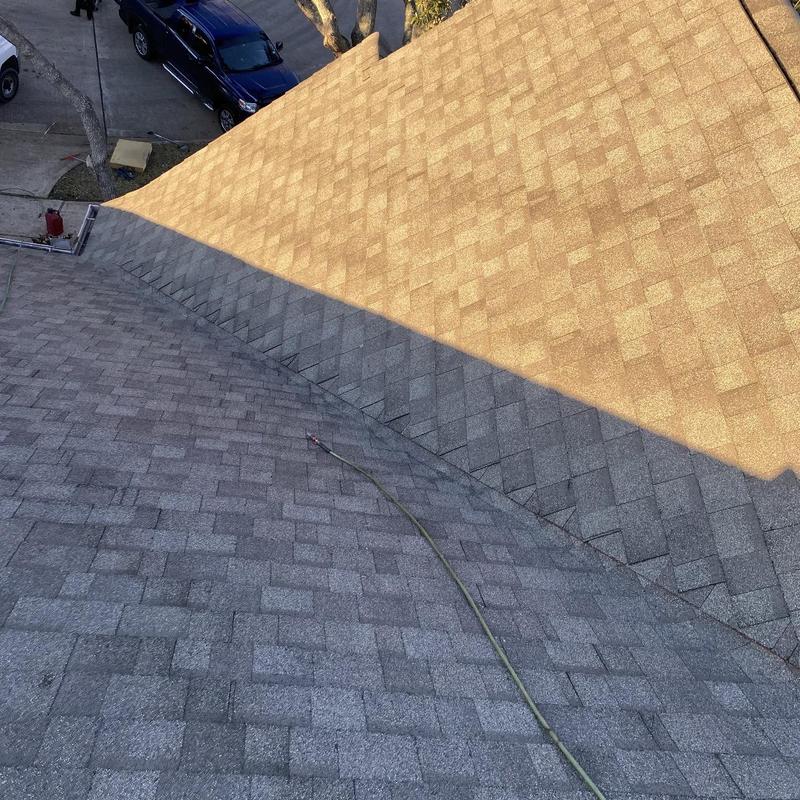 Architectural shingle roof installation on residential home