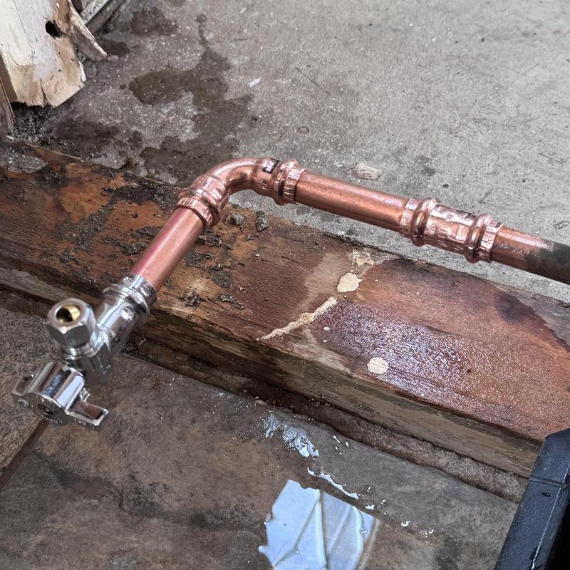12 copper pipe and angle stop installation for toilet valve