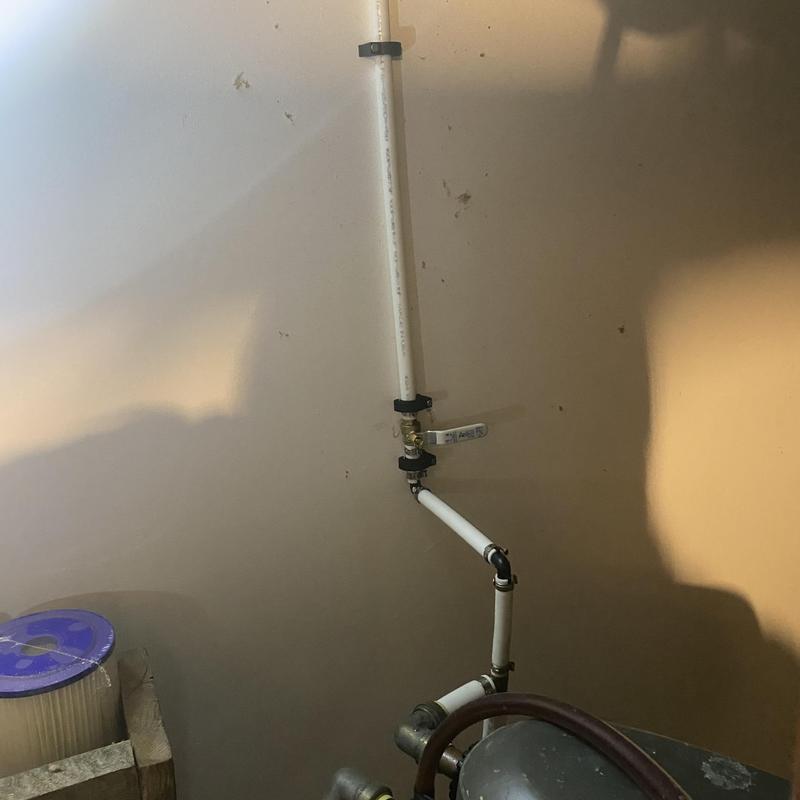 PVC water piping with ball valve installation