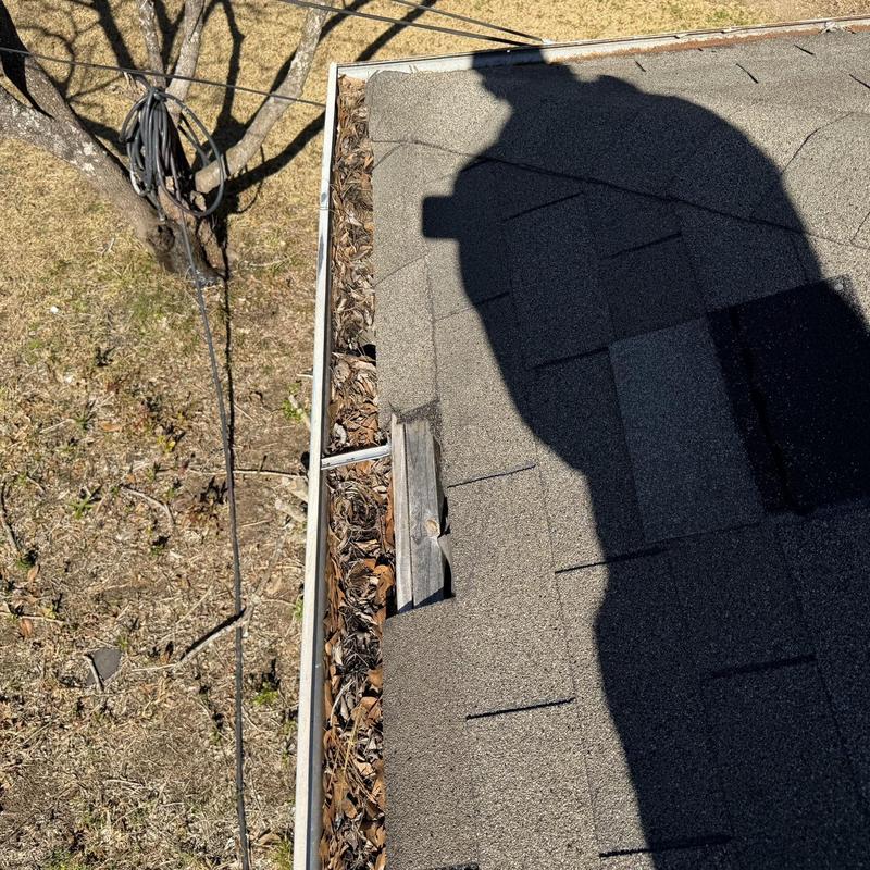 Wood fascia and soffit damage near gutter line