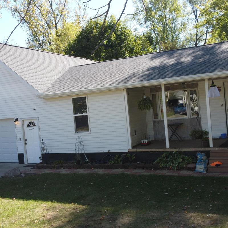 GAF Timberline HDZ shingle roof with aluminum gutters