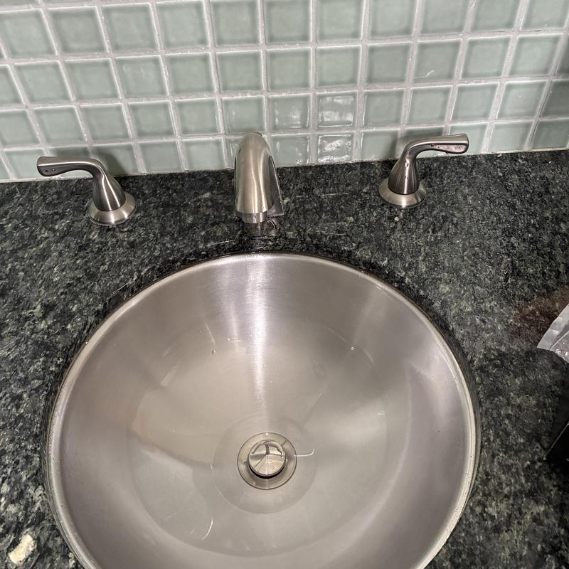 Widespread faucet and pop-up drain installation