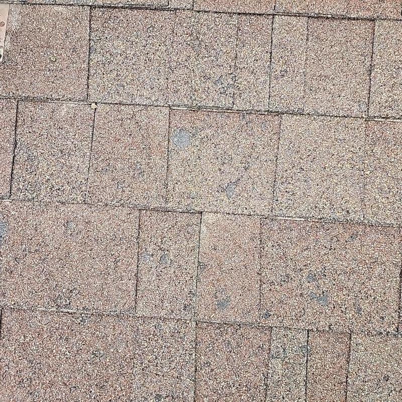 Asphalt roof shingles with hail damage spots Asphalt roof shingles with hail damage spots