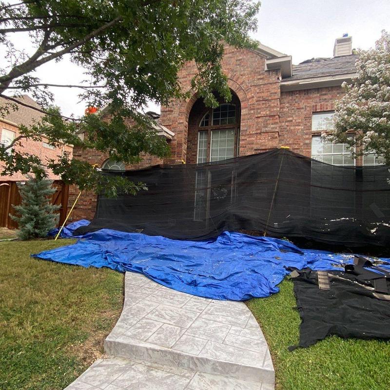 Roofing hail damage protection tarp and debris netting