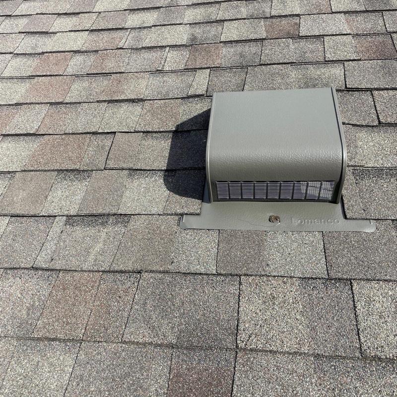 Metal roof vent with asphalt shingles installation