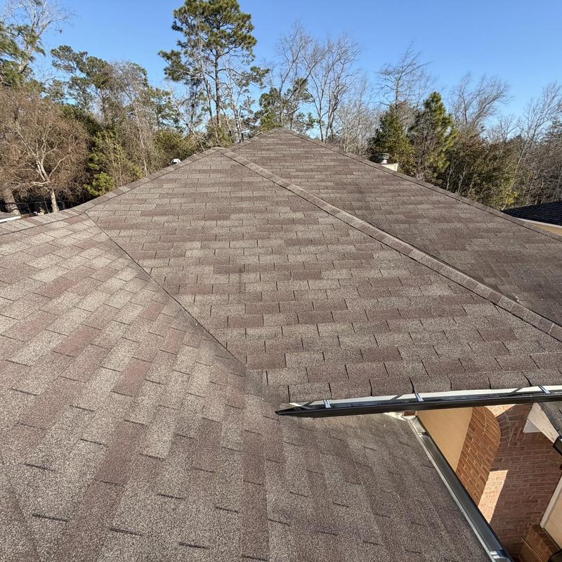 Roof shingles and ridge vent on residential home