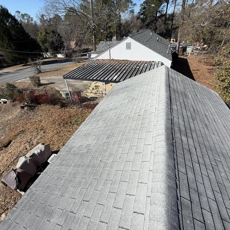 Asphalt shingle roof full replacement needed on one-story house