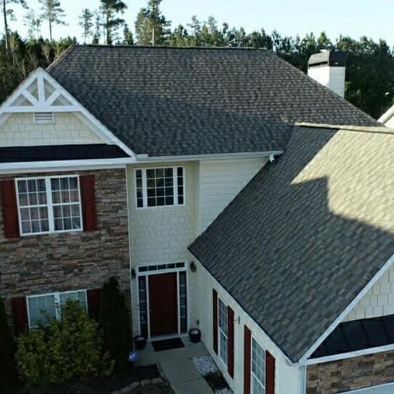 Asphalt shingle roof replacement on two-story home Asphalt shingle roof replacement on two-story home