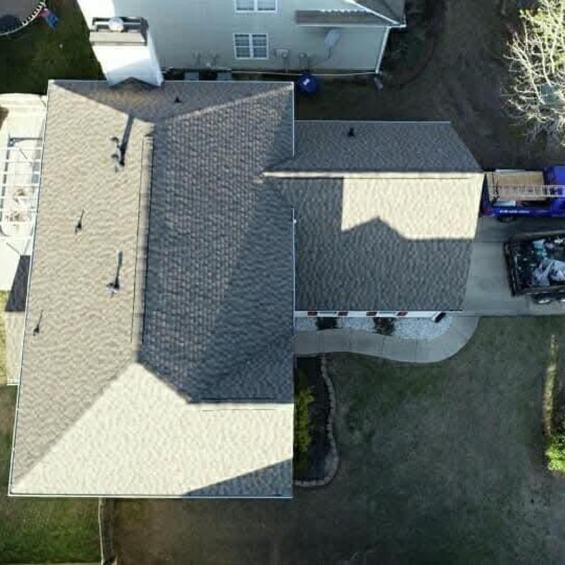 Asphalt shingle roof replacement on residential home Asphalt shingle roof replacement on residential home