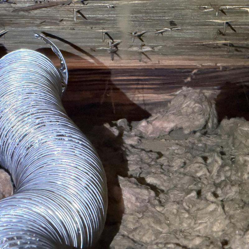 Attic duct and insulation with moisture damage