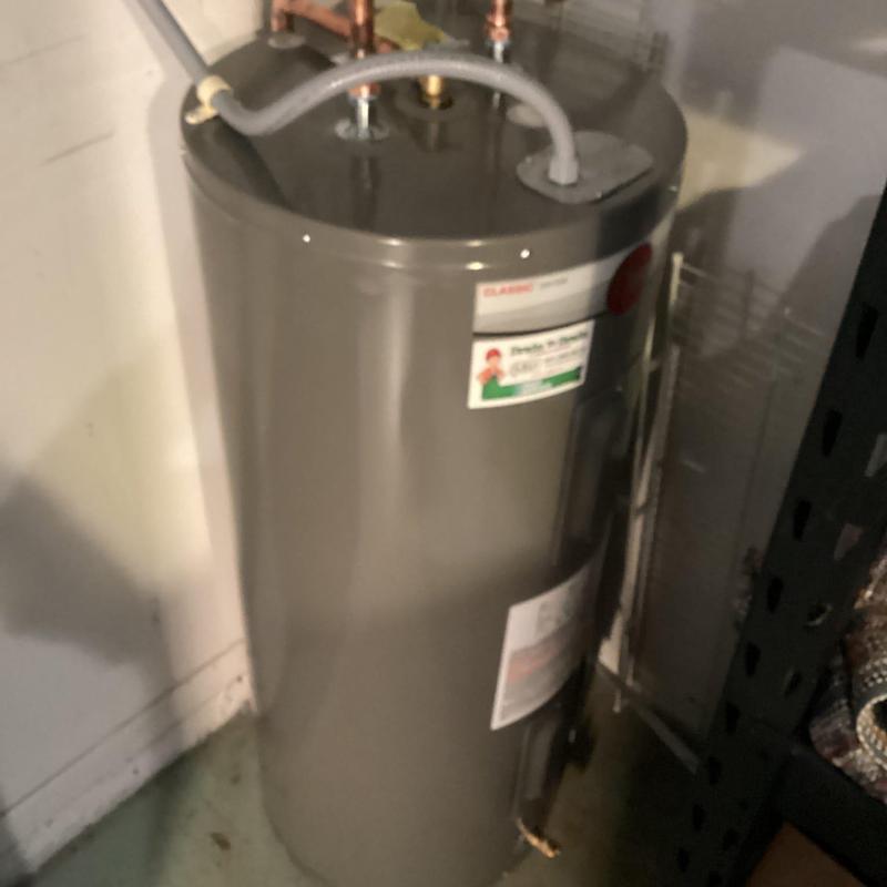 Rheem 40-gallon electric water heater installation