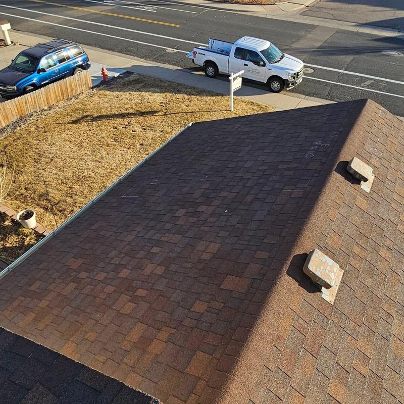 Asphalt shingle roof with hail damage inspection marks Asphalt shingle roof with hail damage inspection marks