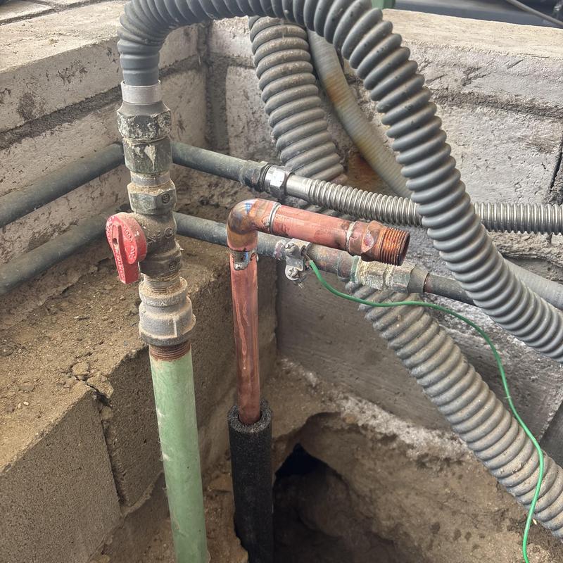 Copper water line repair in mobile home crawl space