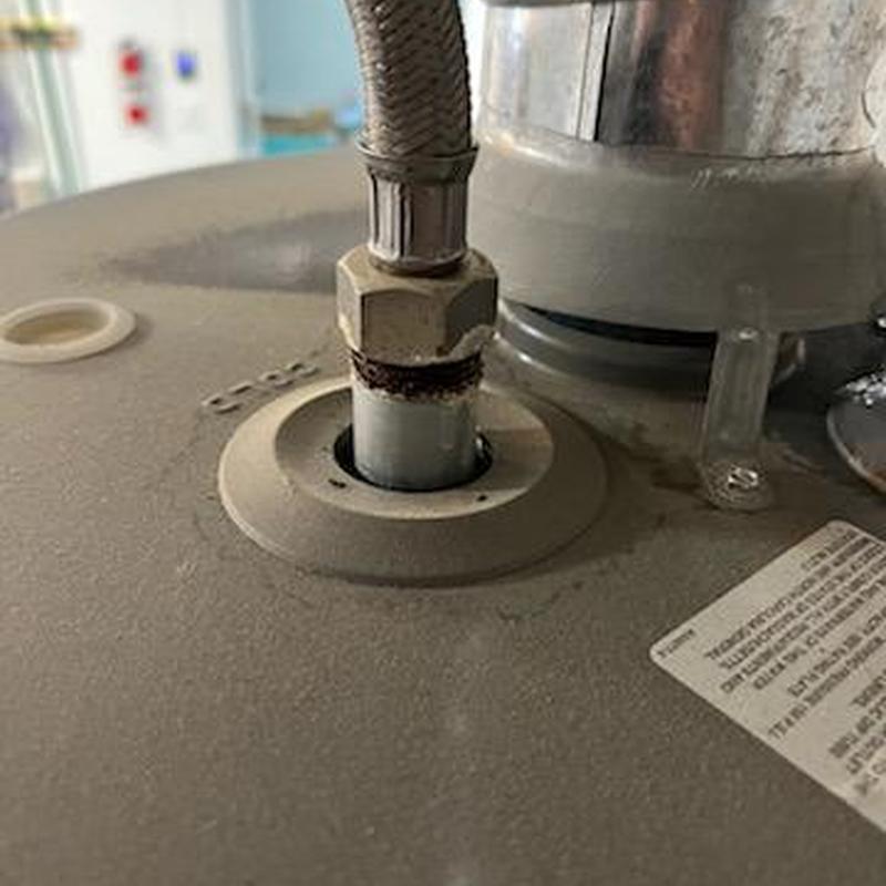 Water heater galvanized nipple and supply line installation