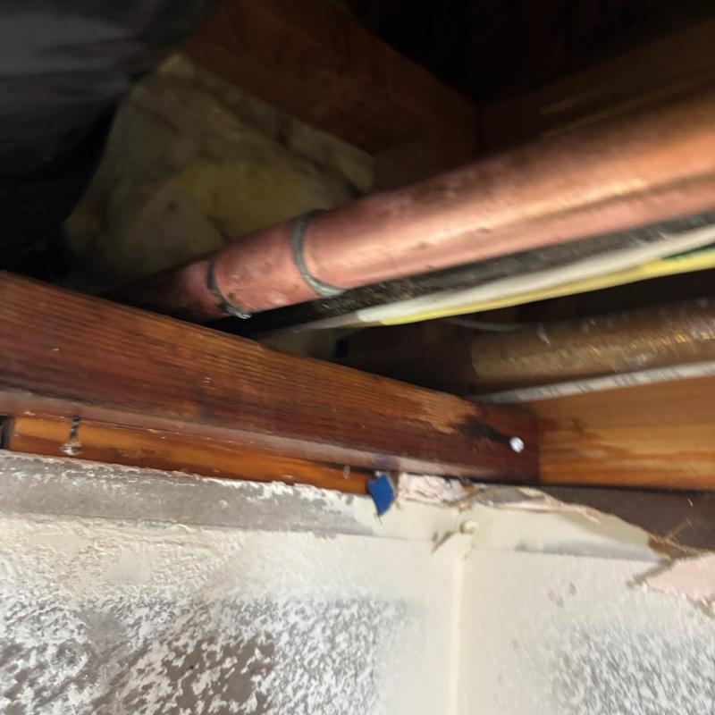 1-inch copper water line in ceiling repair